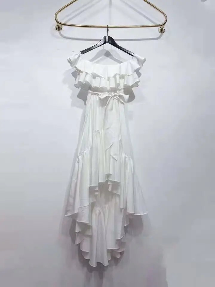 

2 Colors Long Dress Top Quality Slash Neck White Vintage Evening Party Dress Fashion Sexy Dresses