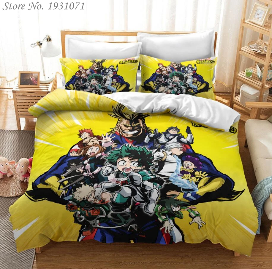 

Popular Japan Anime My Hero Academia Printed Bedding Set 3D Bed Linen Children Duvet Cover Set Pillowcase King Size 03