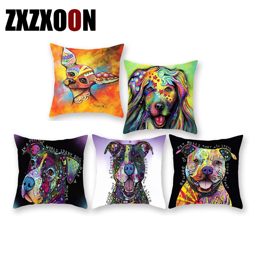 

Декоративный чехол для диванной подушки, чехол с изображением милой собаки и животных из полиэстера, наволочка для дивана, домашний текстил...
