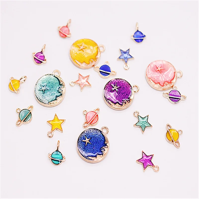 

5pcs New DIY Accessories Pearl Bracelet Pendant Shining Star Drop Oil Alloy Handmade Gift