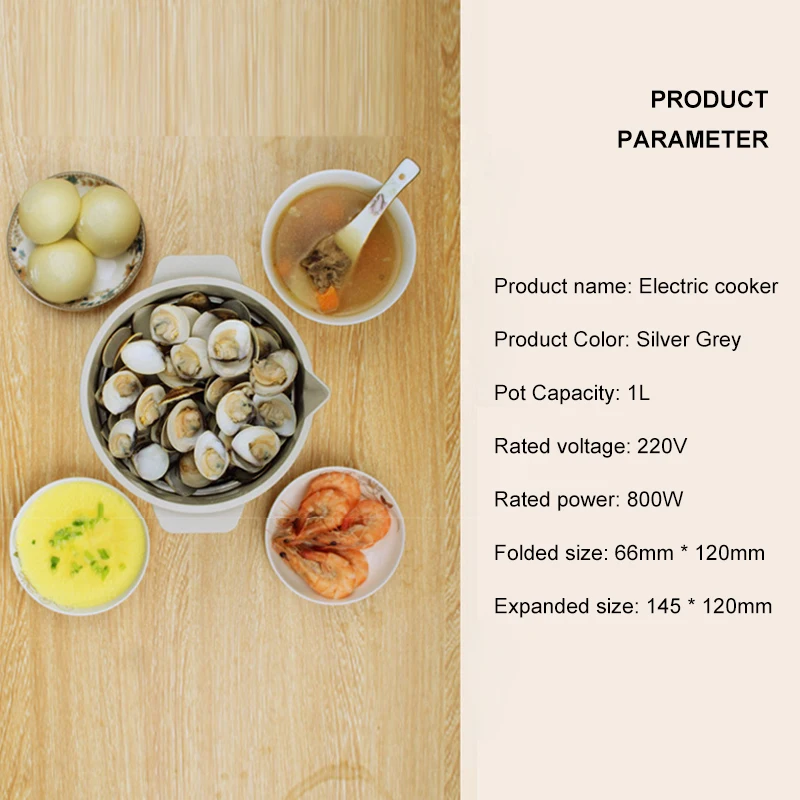 

1L Folding Electric Skillet Kettle Heated Food Container Heated Lunch Box Multifunctional Cooker Portable Hot Pot Cooking Tea