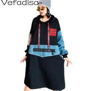 Женская толстовка с капюшоном Vefadisa, Ковбойское лоскутное платье средней длины с вышивкой, большого размера, осень 2020, LHX221