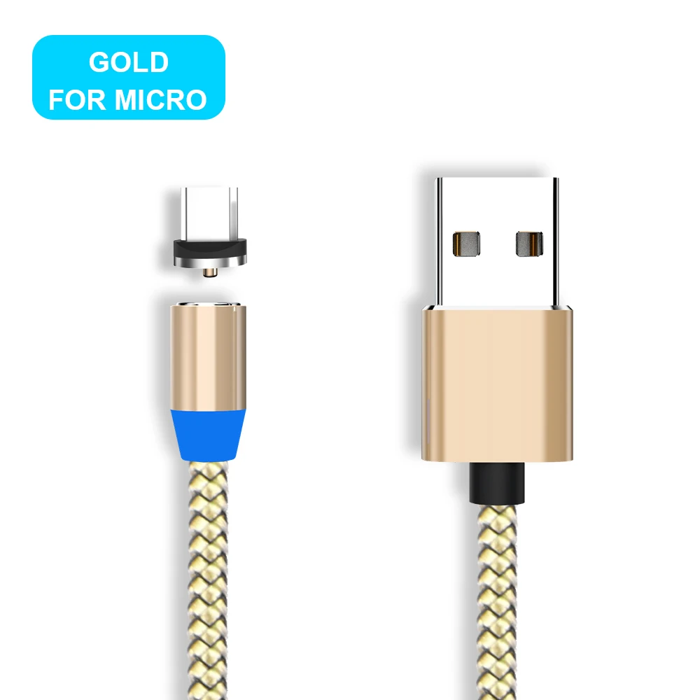 Gold Micro Cable Магнитный кабель Vanniso 2 м, кабель Micro usb type-C для iPhone xs, samsung, быстрая зарядка, магнитное зарядное устройство, USB кабели, зарядный шнур B - Цвет: Gold Micro Cable
