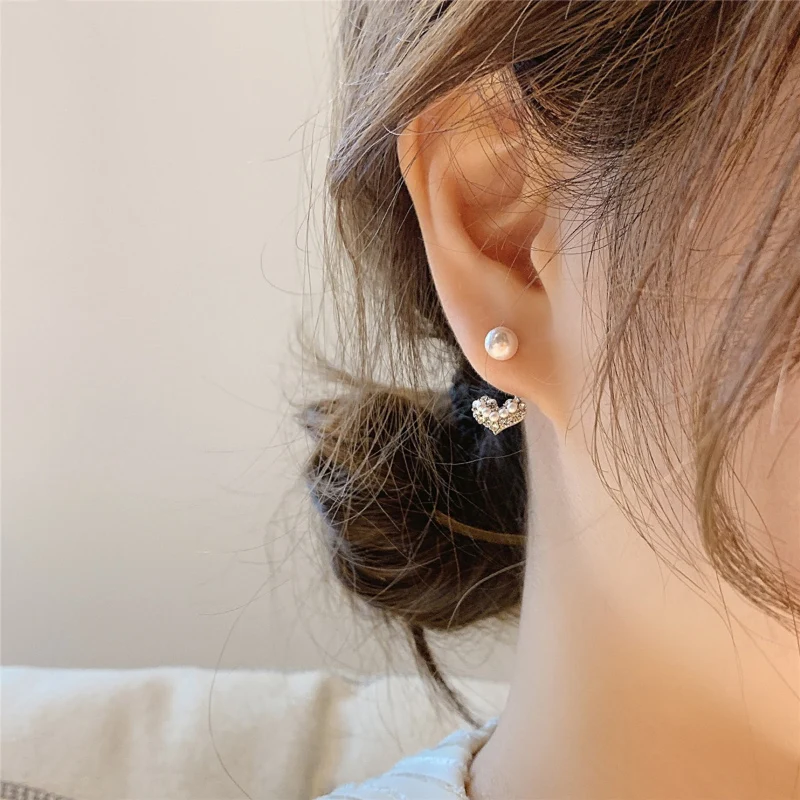 Fashion Rhinestone Little Love Little Pearl Earring Earrings Girl Cute Earrings Earrings Jewelry Gifts