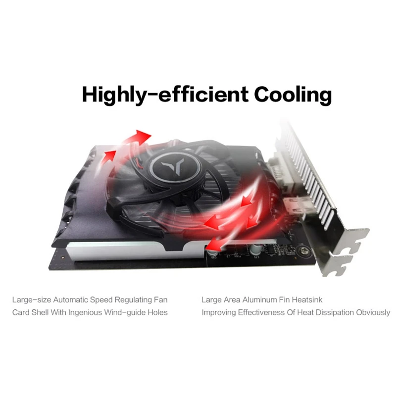 Игровая видеокарта Yeston GT1030 2 ГБ GDDR5 64 бит 1228 МГЦ/1468 МГц 6000 МГц|Видеокарты| |