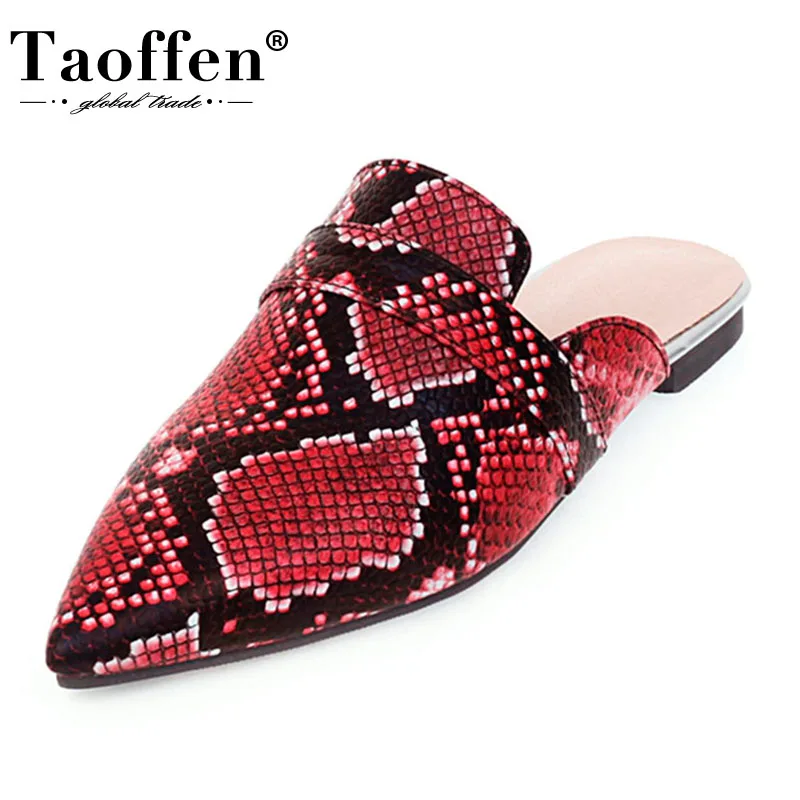 Женские босоножки со змеиным принтом TAOFFEN туфли с леопардовым обувь размеров 31 48