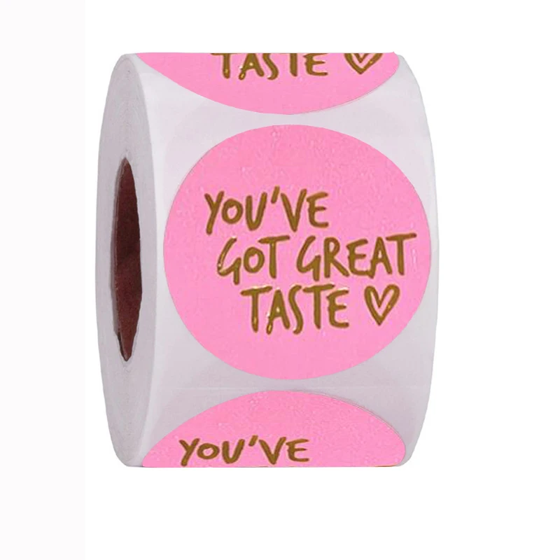 

500pcs round pink handmade sticker gold foil paper sticker Christmas Gift present package Seal Labels for tea bag party festival