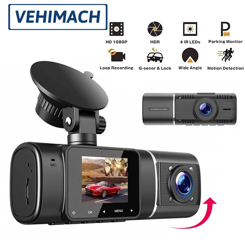 Зеркало-видеорегистратор 1080P с двойным объективом 24 часовым мониторингом