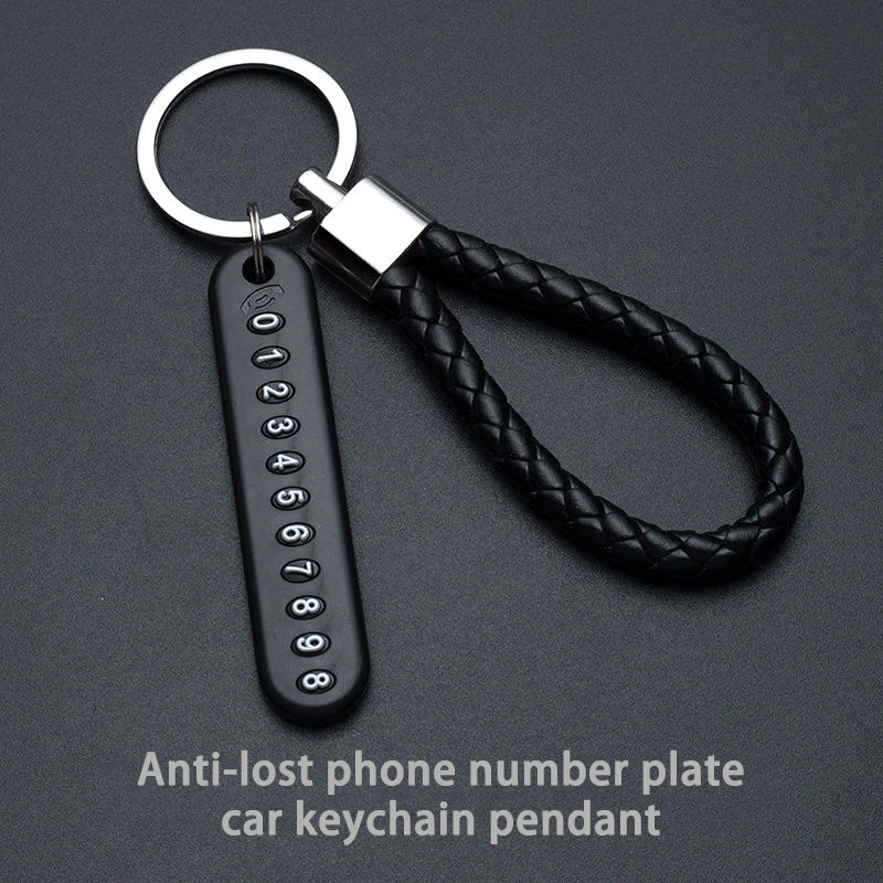 

Anti-Lost Phone Number Plate Car Keychain Pendant Phone Number Card Keyring Dropshipping Auto Vehicle Leather Bradied Key Chain