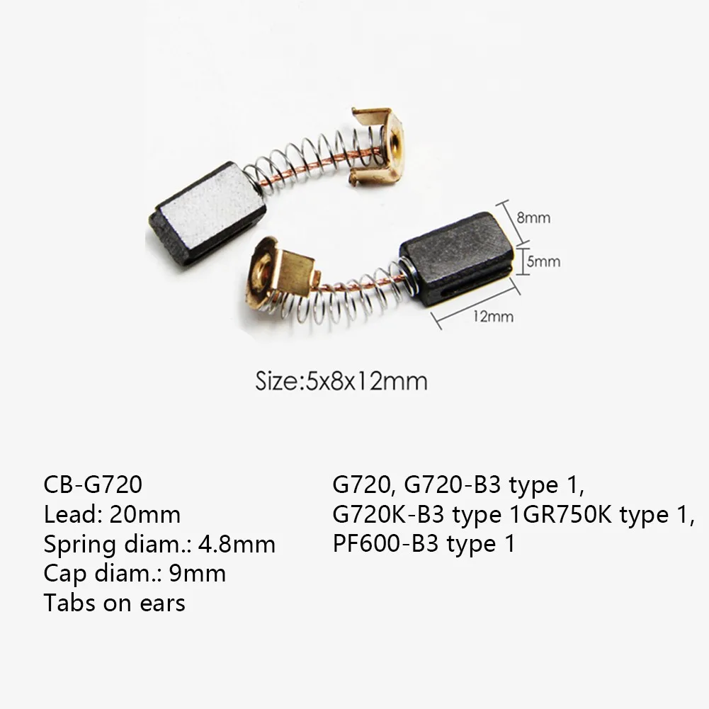 

Cap Diam:9mm Carbon Brushes Electric Motors Spare Parts Replacement For Black&Decker Angle Grinder