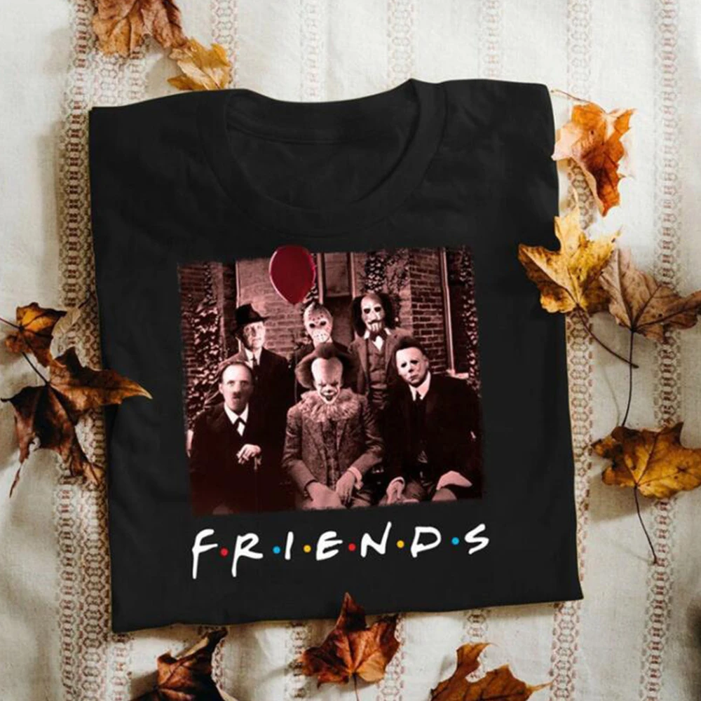 

Horror Friends Tv Shows T Shirt Vintage Halloween Woman Clothes Kwaii Graphic Tees Goth 90s Grunge Summer Size Tees