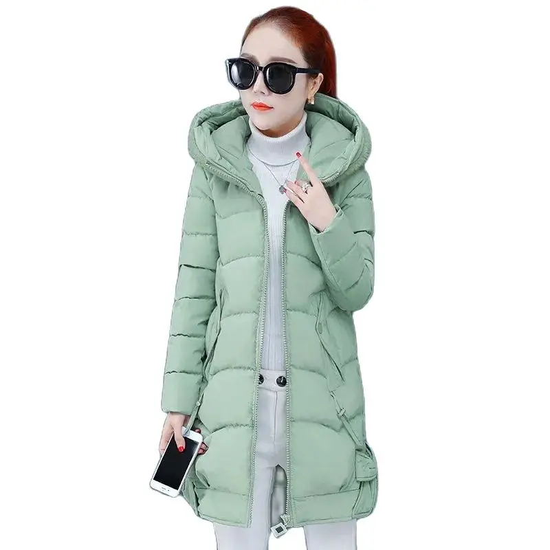 Lamb Wool Stitching Feminine Padded Jacket 2021 New Winter Lightweight Down Padded Jackets Women's Mid-section Padded Outcoat