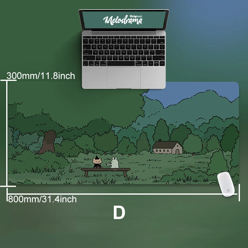 Утолщенный коврик для мыши с кошкой и кроликом 80 х30 см | Канцтовары офиса дома