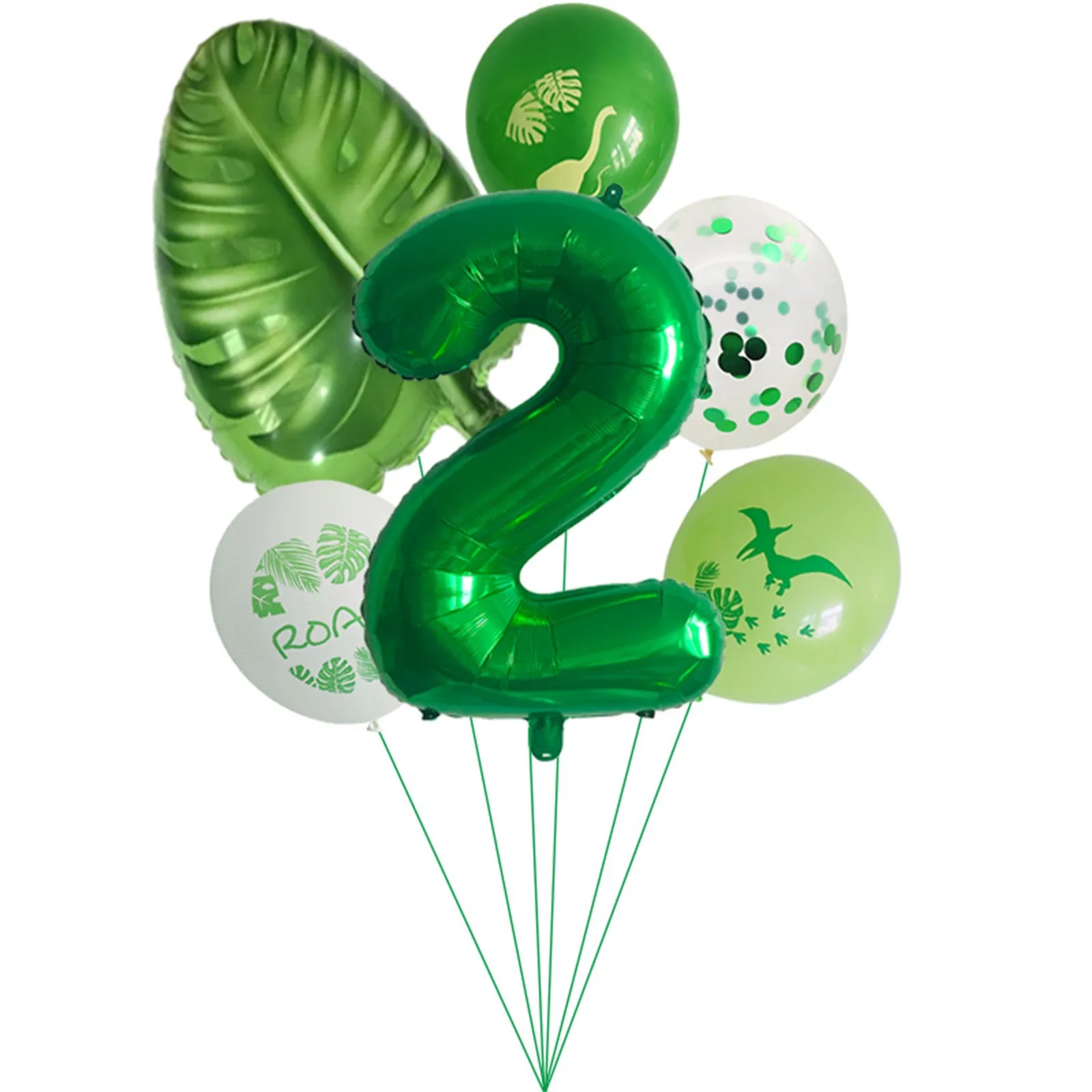 

Birthday Decorations Children's Birthday Dino Decoration Green Foil Balloons