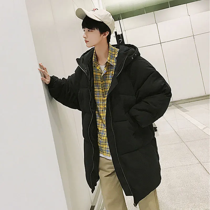 Liketkit Men Winter Hooded Jackets 2019 Man Loose Korean Khaki Thick Warm Parkas and Coats Male Bubble Cotton Padded Windbreaker | Мужская