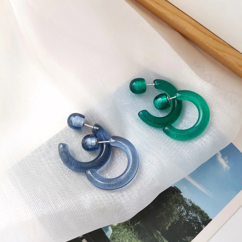 

New Personality Transparent C-shaped Earrings Female Simple Resin Fashion Earrings Retro High-quality Women's Jewelry Gift