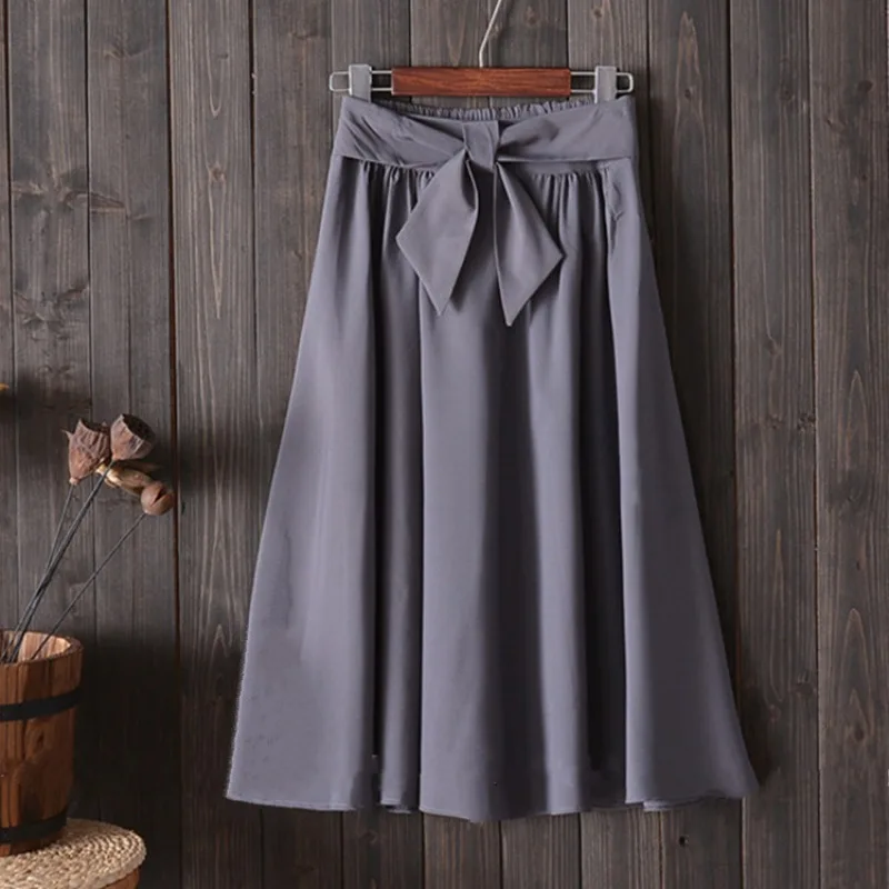 

POPALIA Women Sprint Autumn Pleated Skirt Bow Elegant Midi Skirt High Waist A Line Casual Female Skirts Party Fashion