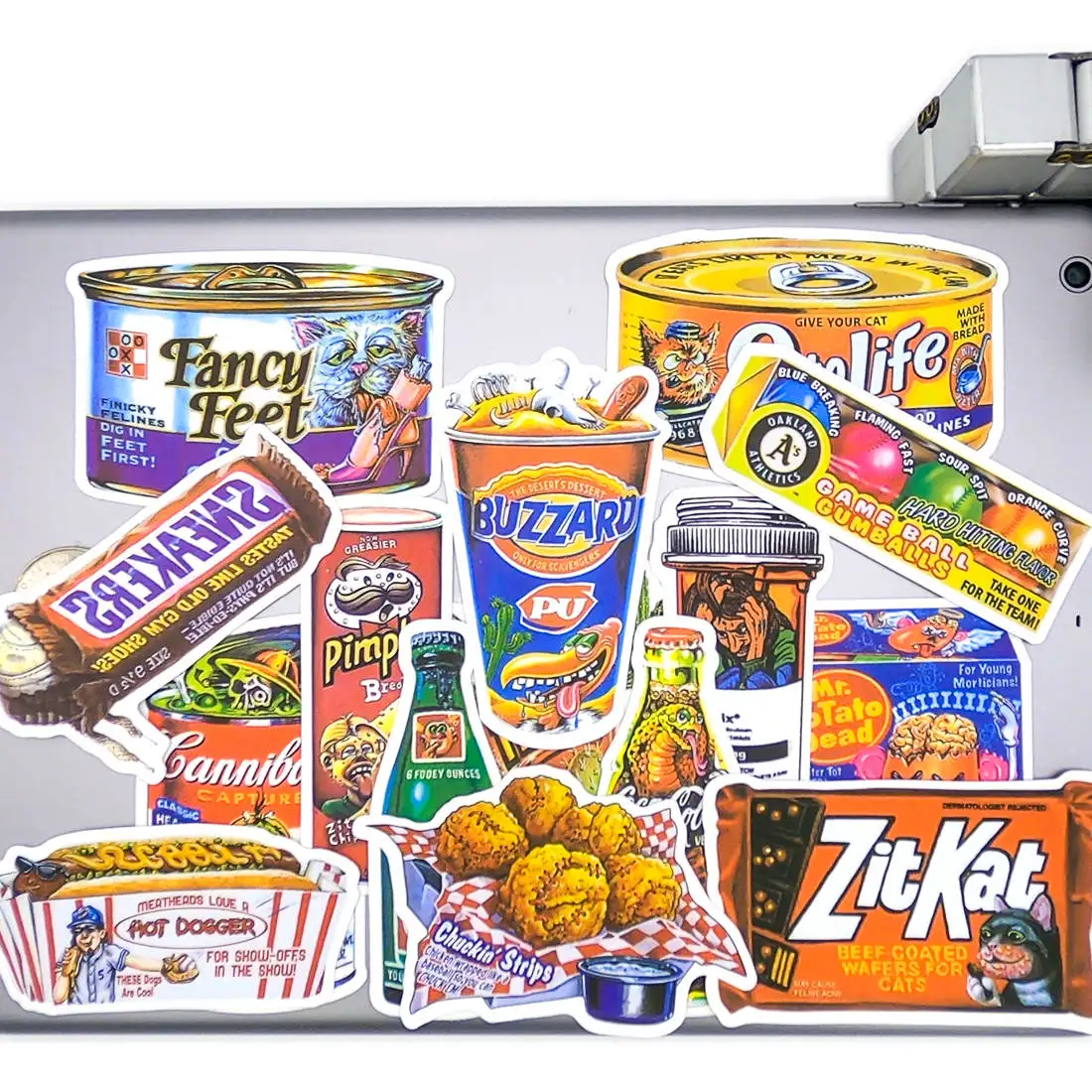 

37pcs Retro Art Food Snacks Drinks Outer Packing Spoof Graffiti Sticker Pack for DIY Phone Laptop Skateboard Car Decals Stickers