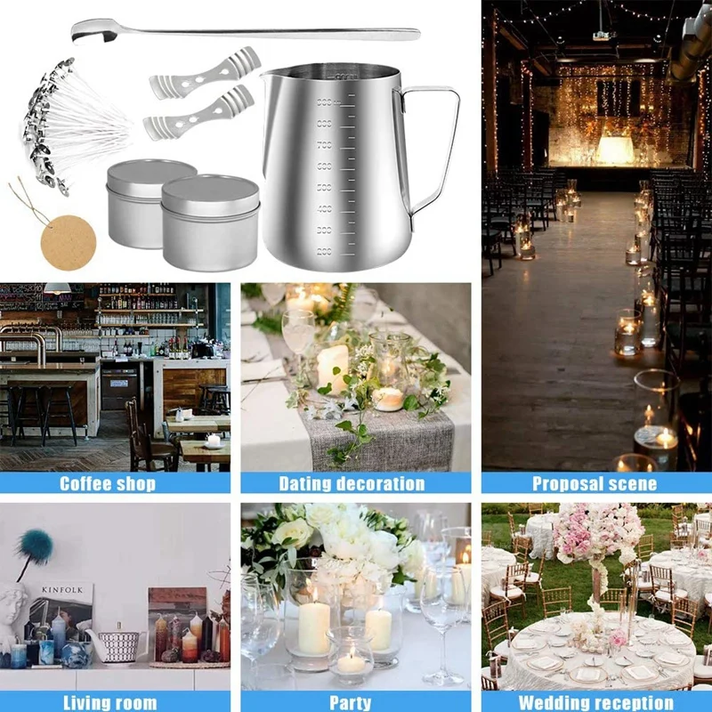 

Candle Making Kit,DIY Candle Making Tool,900Ml Candle Made Pot,Candle Wick Holder,Candle Box Spoon and DIY Candle Label