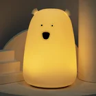 Светодиодный ночсветильник с милым медведем, декоративный ночник, ночник для детей, силиконовая прикроватная лампа с сенсорным датчиком и управлением касанием