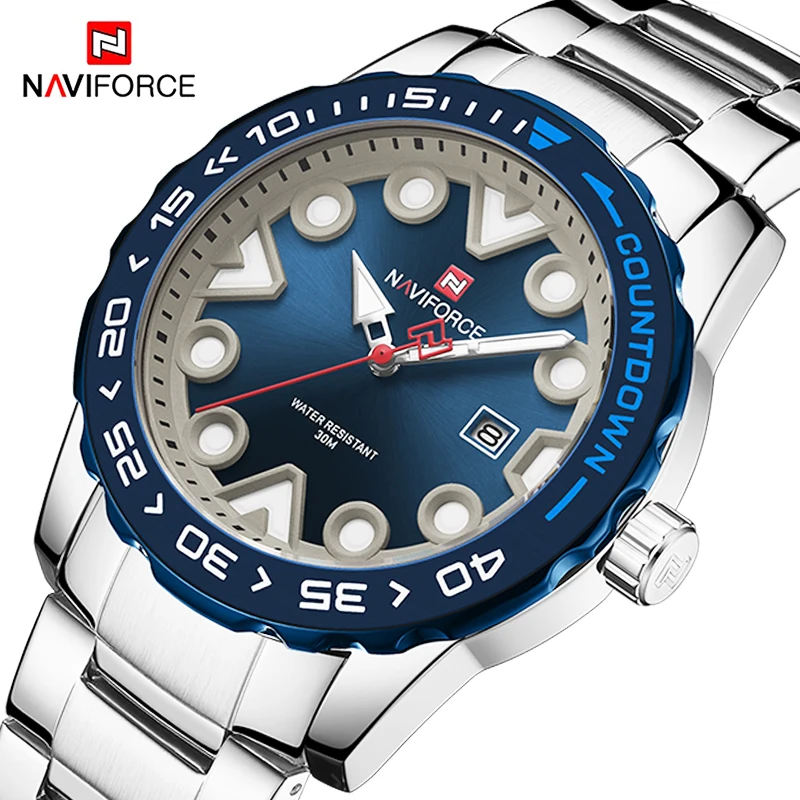 Часы наручные NAVIFORCE Мужские кварцевые роскошные спортивные в стиле милитари