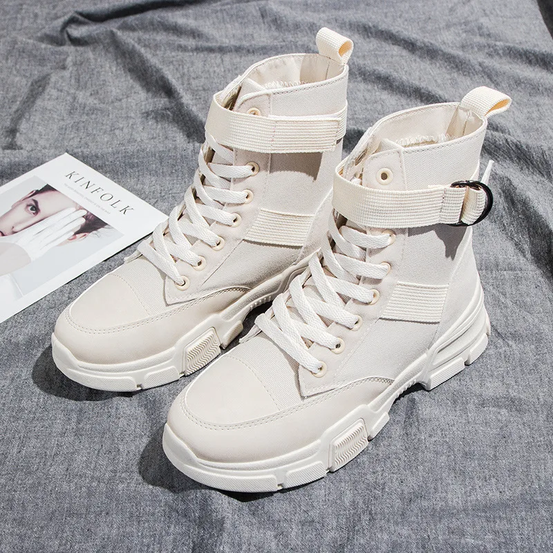 Модные зимние короткие женские ботильоны на платформе с высоким верхом