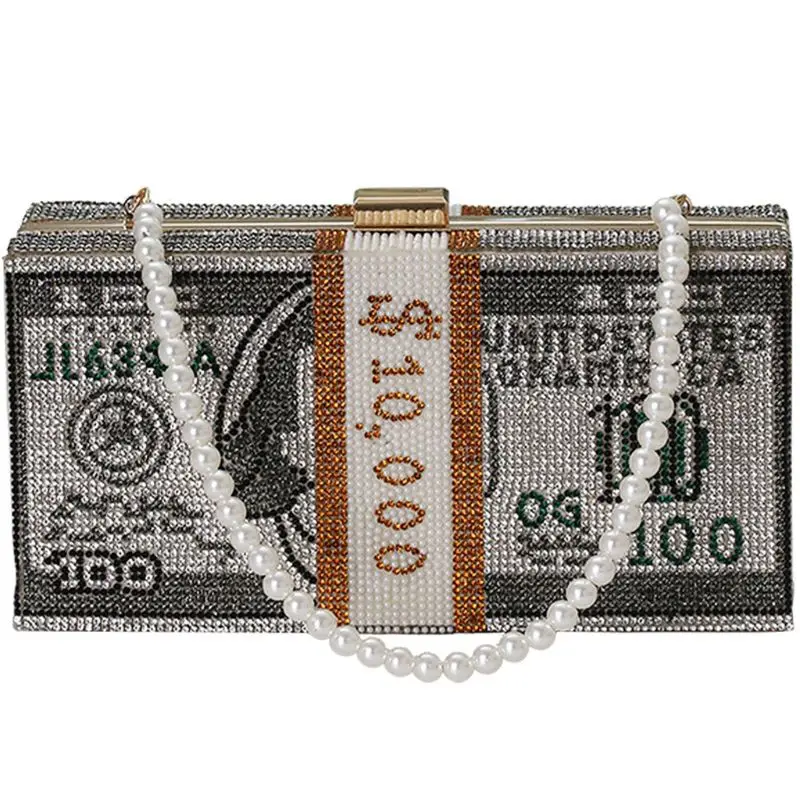 

Stack of Cash Crystals Women Money Evening Clutch Bags