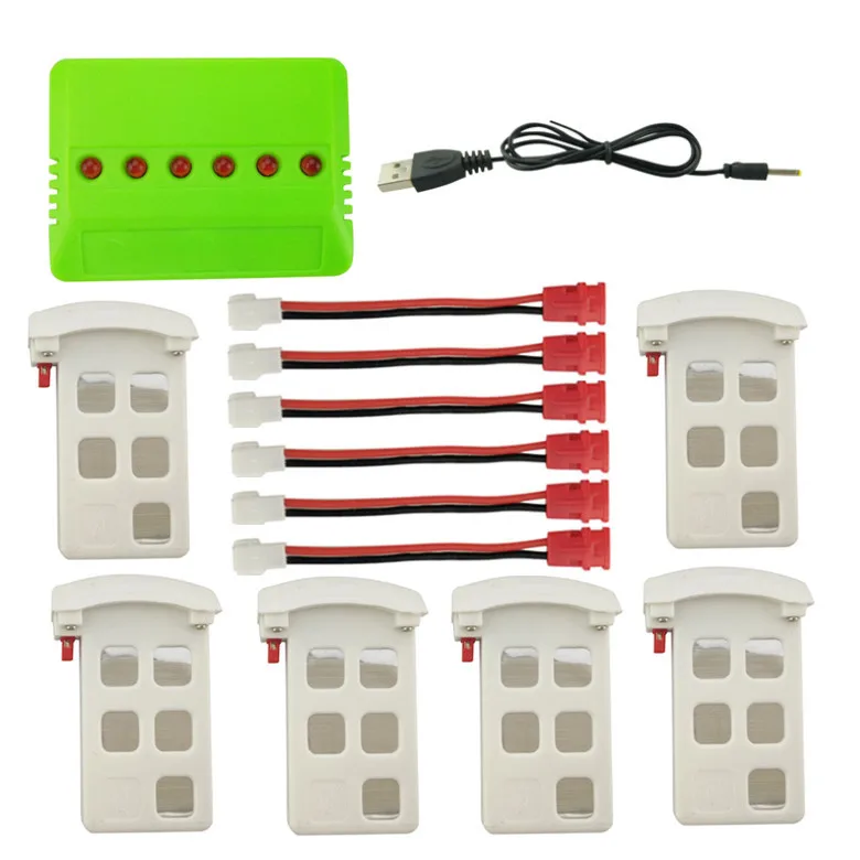 

Syma X5UC Remote Control Aircraft Parts Drone Lithum Battery(White) 3.7V 500mAh 6PCS + 6in1 Balance Charger 5PCS Conversion Line