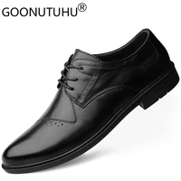 fashion mens derby shoes genuine leather male classics black lace up size 37 46 shoe man party office work formal shoes for men