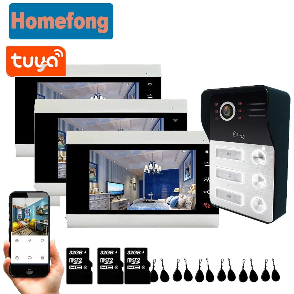 

Видеодомофон Homefong, 7 дюймов, Wi-Fi, запись, обнаружение движения