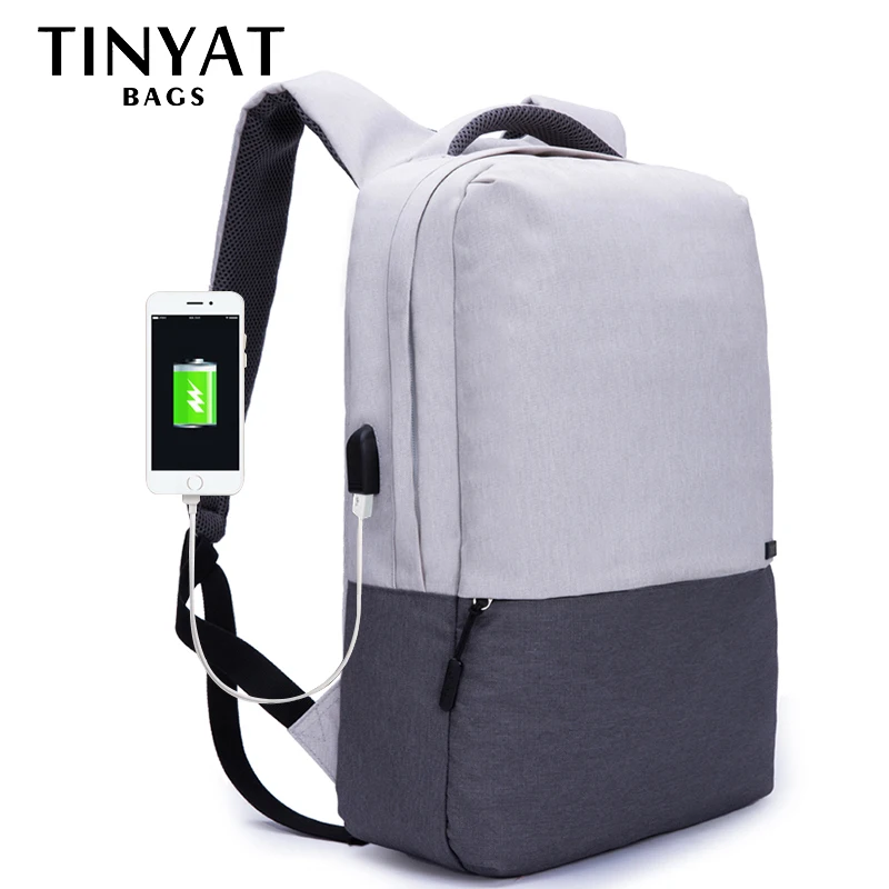 

TINYAT Men's 15 inch laptop backpacks computer male school Backpacks Rucksacks leisure for teenage Travel Shoulder Mochila Grey