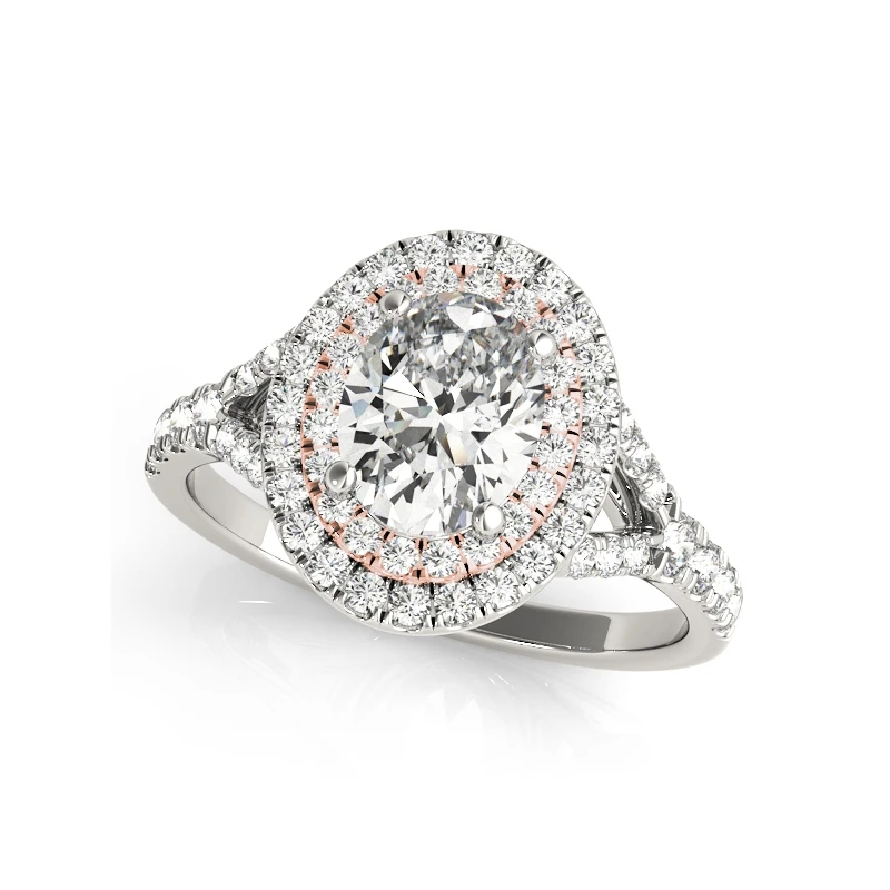 

ANZIW 925 Sterling Silver Women Wedding Engagement Rings 0.5ct Oavl Double Halo Party Lovely Silver Rings anillos de mujer Gifts