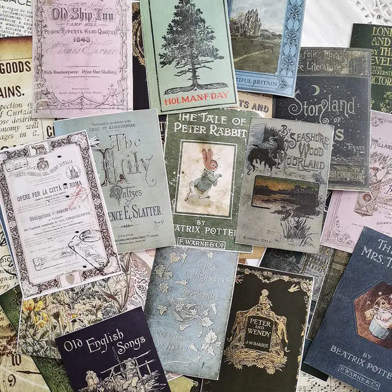 A 24 шт DIY скрапбук винтажная Обложка для старой книги без клея на заднюю панель материал наклейка дневник проект счастливый план украшение фон наклейка - Цвет: A
