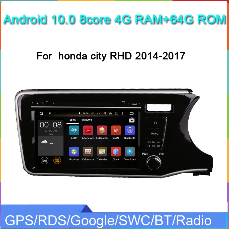 9 &quotДва din автомобильный проигрыватель с радио и gps для honda city RHD 2014 2017 android 10