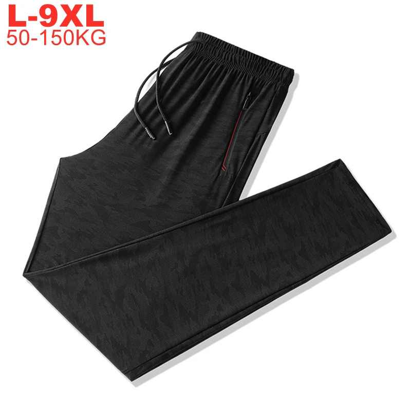 

Men Large 150kg Sporting Trousers Thin Cool Summer Camo Sweatpants 2021Male Plus Size 9xl 8xl 7xl 6xl Camouflage Ice Silk Pants