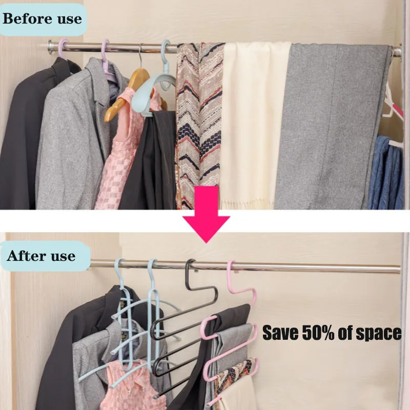 Вешалка для хранения штанов S образная из нержавеющей стали 5 уровней