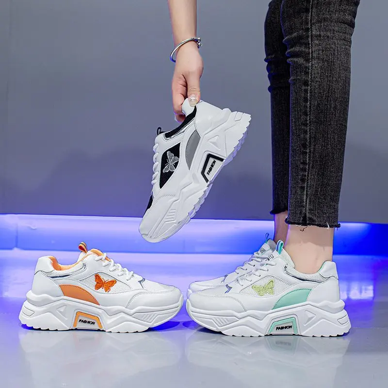 

Spring and autumn ladies white sneakers women vulcanized shoes breathable fashion casual shoes women's chunky flat shoes