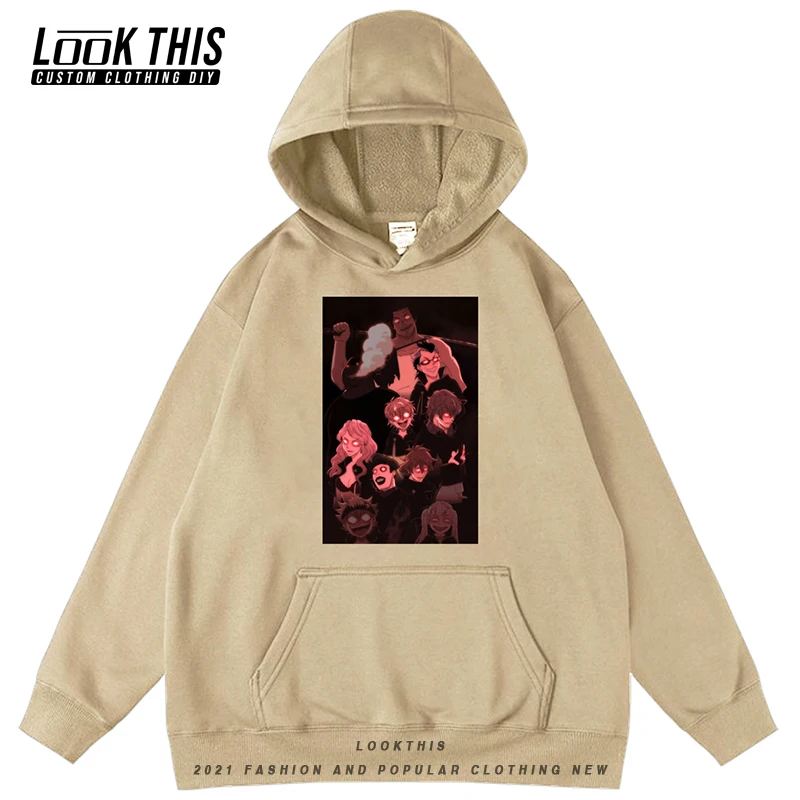 

2021 Autumn Hot Unisex Tops Oversized Hoodie Harajuku Sweatshirt Cartoon Black Clover Anime Print Men's Hoodies Sweatshirts