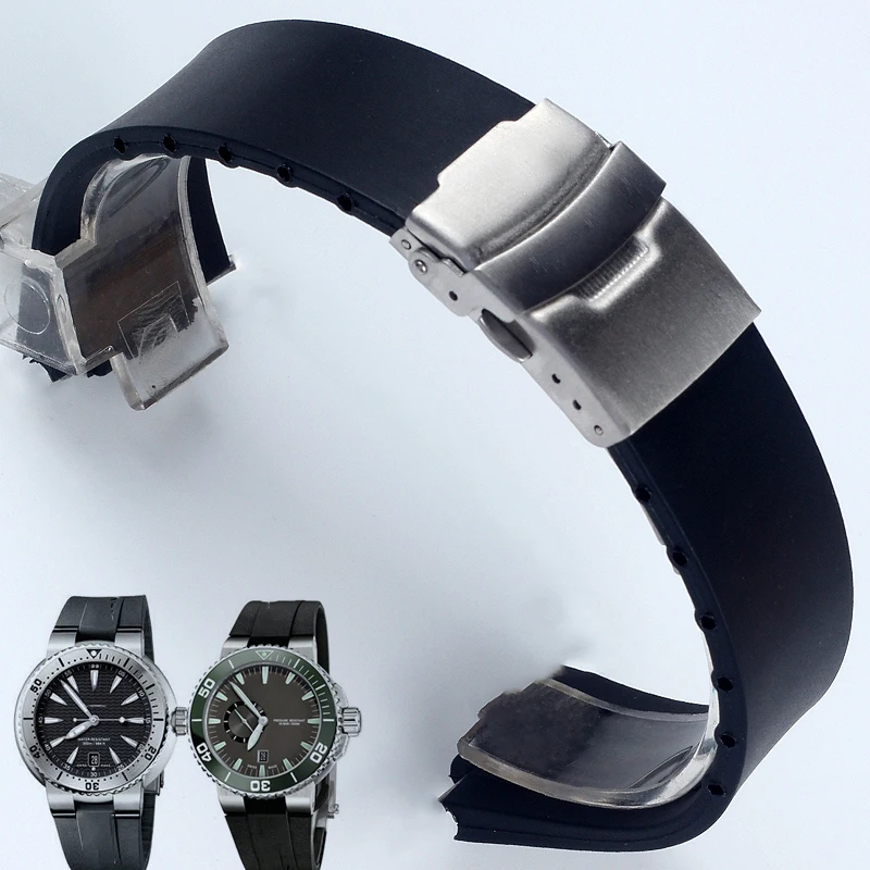 Black silicon bands Suitable for Oris watchband lug diving series waterproof and sweatproof silicone bracelet 24*11mm strap