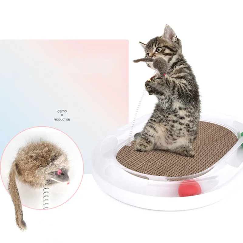 

Cat Paper Scraper Pet ToysTraining Intelligence Amusement Funny Tower Tracks Disc Wear-Resisting Kitten Scratching Post Board