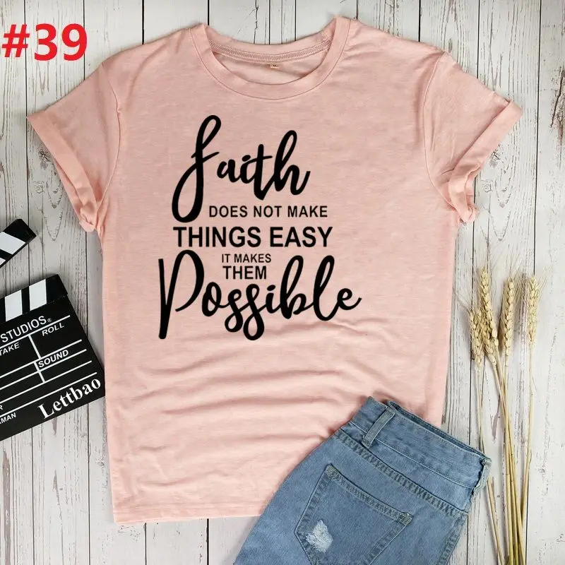 

Faith Letter T-shirt Female T Shirt Women Harajuku Ullzang Fashion T-shirt Vintage Aesthetic Grunge Tshirt Top Tees New Arrival