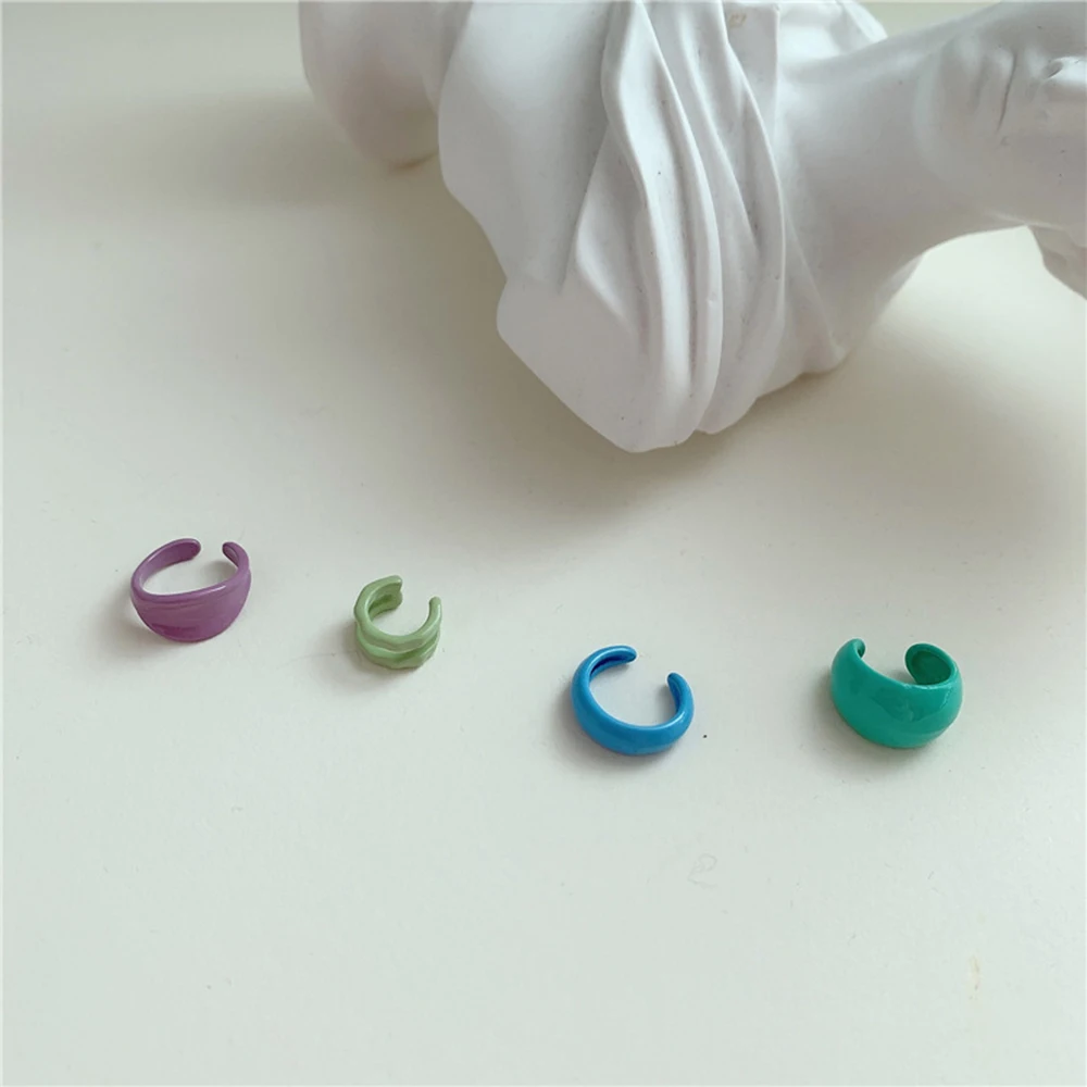 

1Pcs New Fashion Ear Cuffs Candy Color Drop Glaze Ear Cuff Clip Earrings Climbers No Piercing Fake Cartilage Earring For Women
