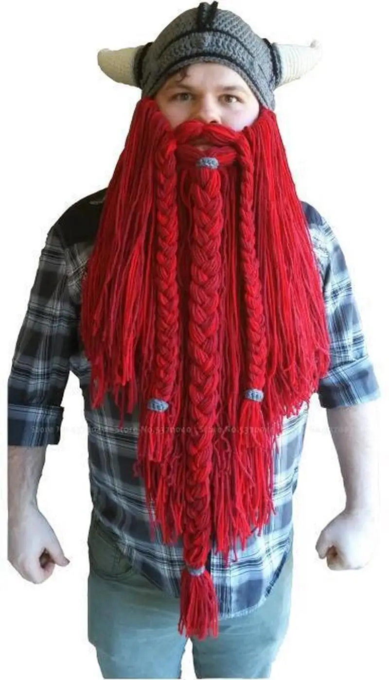 Рождественская шерстяная вязаная шапка с рогом викингов маска мужские шапки