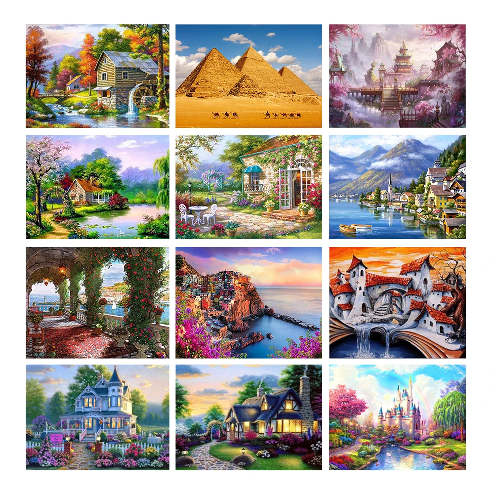 

Алмазная вышивка с изображением замка, вышивка крестом пейзажной картины Стразы