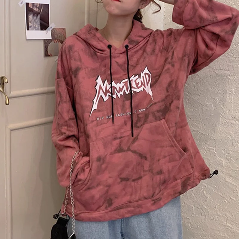 

Autumn Women Hoodies Tie dye Print Sweatshirt Loose Long Sleeve Winter Streetwear Oversize Fashion Hoodie Woman Tops Harajuku