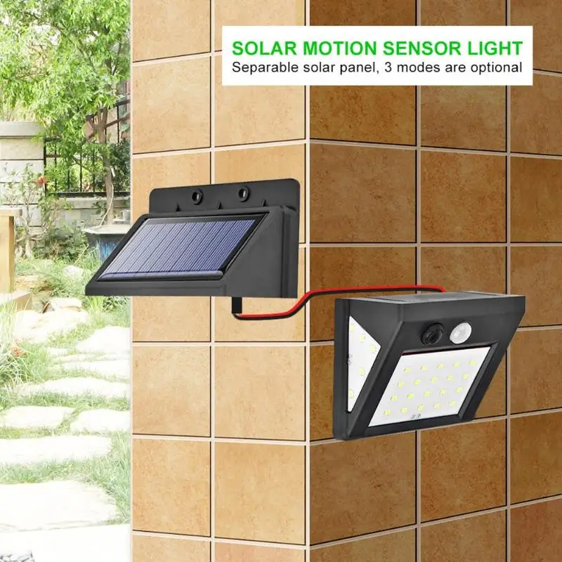 3 режима 30/40 / 60led Сплит солнечный светильник Открытый PIR датчик движения настенный