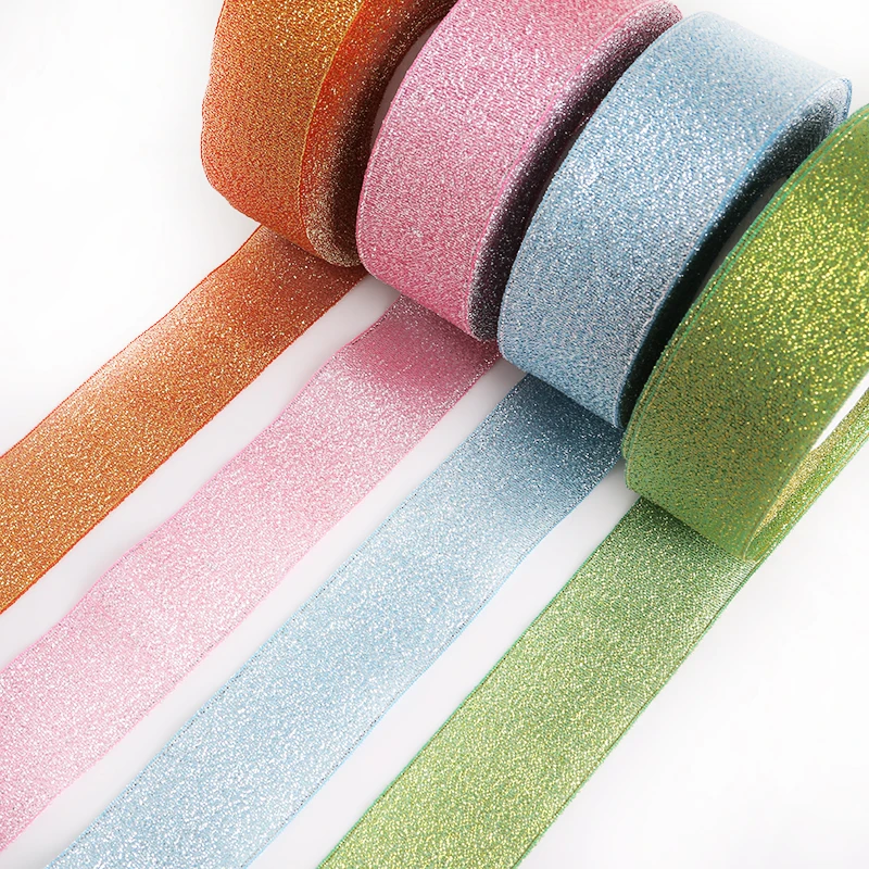 25 ярдов/ширина сумки 38 мм металлическая лента из органзы с блестками тесьма для