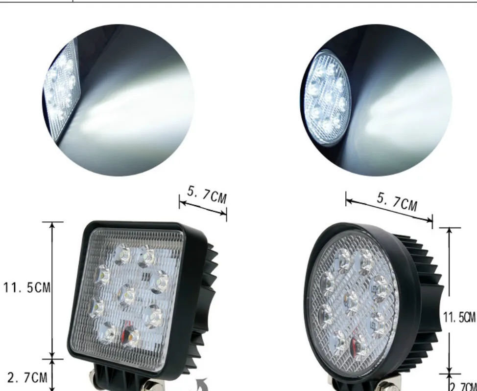CARCTR 27В автомобильные светодиодный рабочий светильник круглый на Высоком толстом
