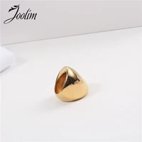 joolim high end pvd fashionable exaggerated massive glossy rings for women stainless steel jewelry wholesale