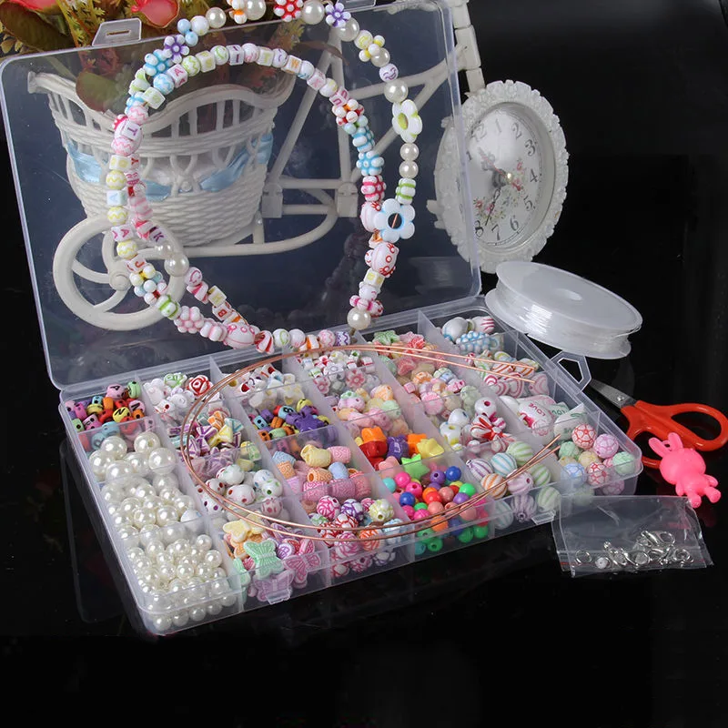 

Diy Beads Toys for Children Handmade Necklaces Bracelets Jewelry Making Beads Kit Set Girl Educational Toys hacer pulseras nina